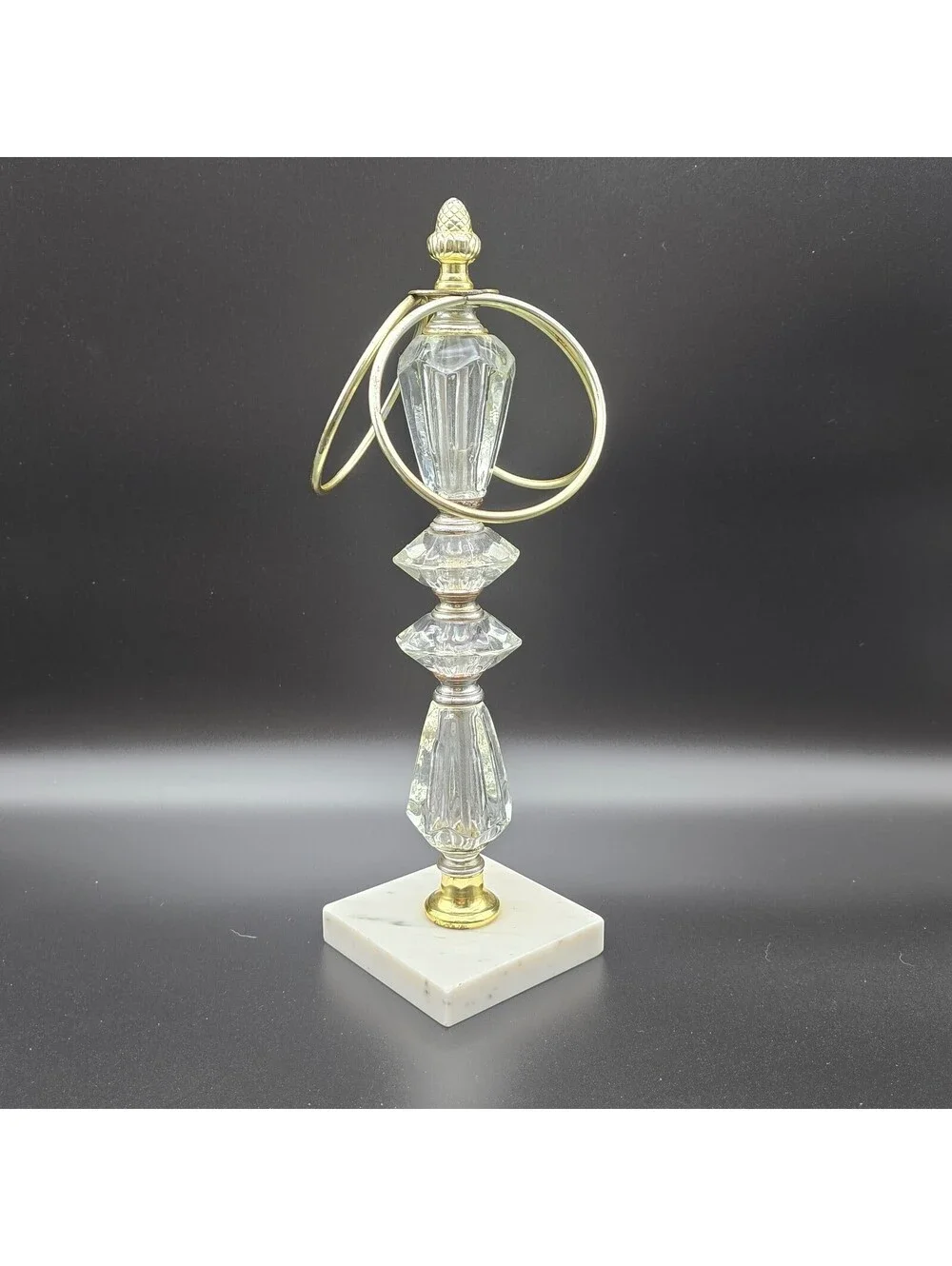 VTG Hollywood Regency Tabletop Hand Towel Tree MCM Glass Italian Marble Base